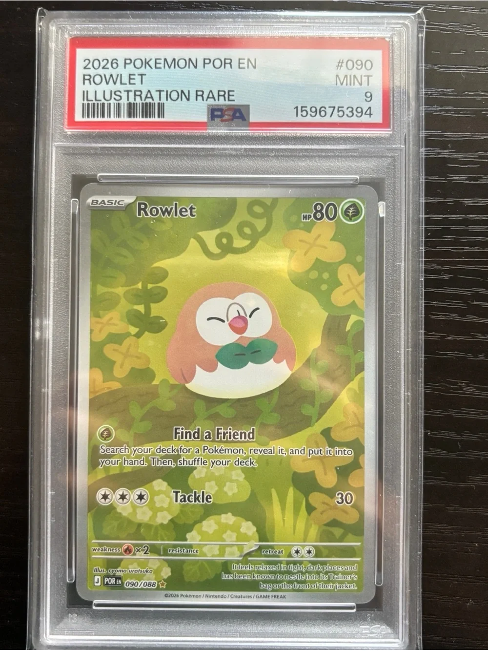 PSA 9 Rowlet Illustration Rare 090/088 Pokémon Perfect Order